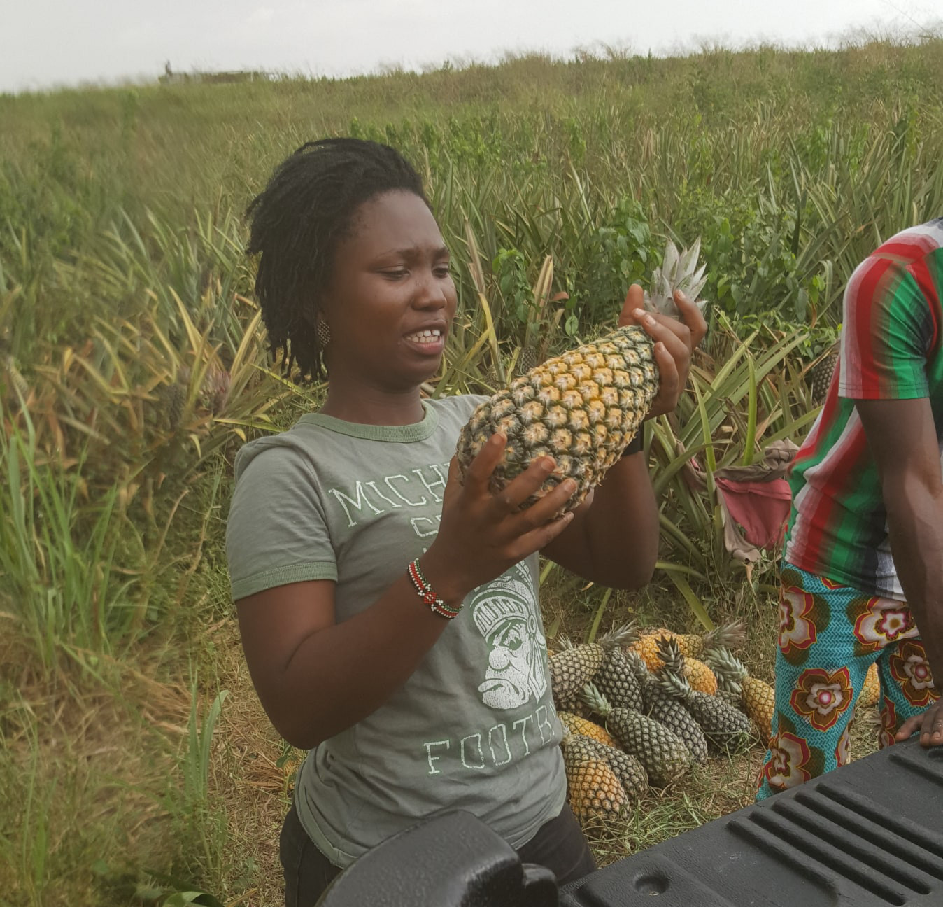 Oforiwaah Kukuwaa Smith harvesting Pineapples