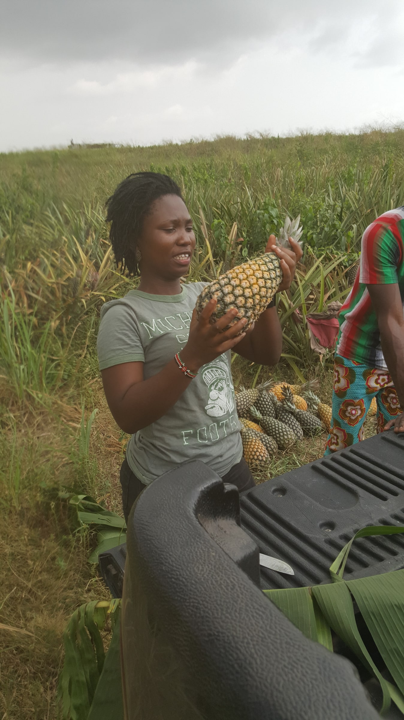 Oforiwaah Kukuwaa Smith harvesting Pineapples