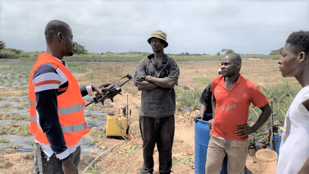 The concept of drone technology been explained to the farmers