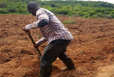 A man levelling the ground